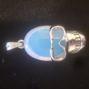 New Opalite Silver Tone Skull Pendant.